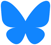 Bluesky logo, consisting of a sky-blue butterfly with a white background